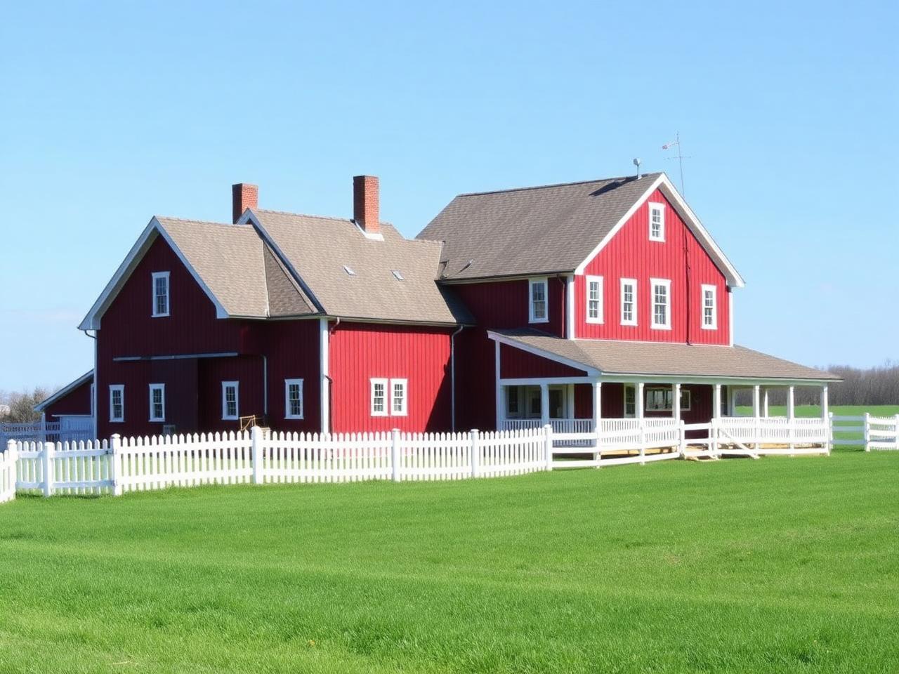 Working Farm with Red Barn